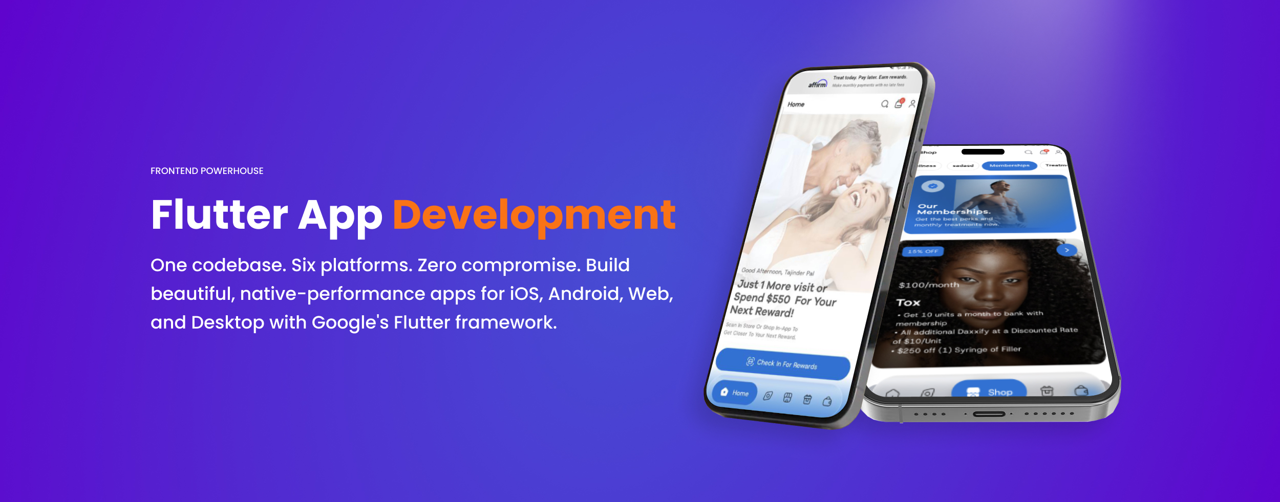 Flutter cross-platform app development for iOS, Android, Web and Desktop