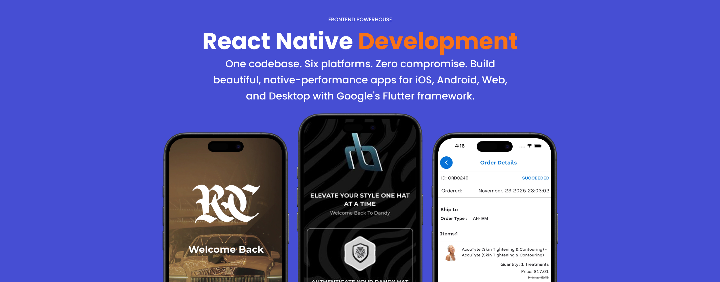 React Native mobile app development for iOS and Android